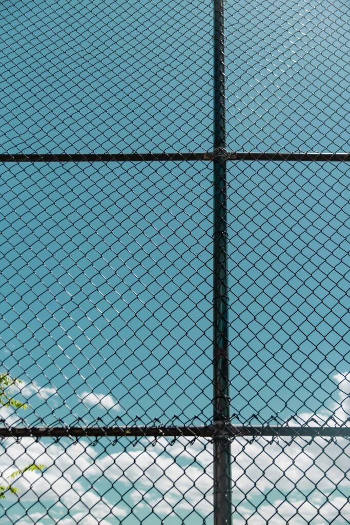 Black vinyl-coated chain link fence
